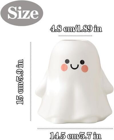 Cute Ghost Vase Ceramic Ghost Bucket Vase, H 5.9" Halloween Vases Ceramic Ghosts Decor for Home Table Desk Bedroom Halloween Decorations, Ceramic Vases for Flowers (A-Matte Finish) in Saudi Arabia