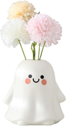 Cute Ghost Vase Ceramic Ghost Bucket Vase, H 5.9" Halloween Vases Ceramic Ghosts Decor for Home Table Desk Bedroom Halloween Decorations, Ceramic Vases for Flowers (A-Matte Finish) in Saudi Arabia