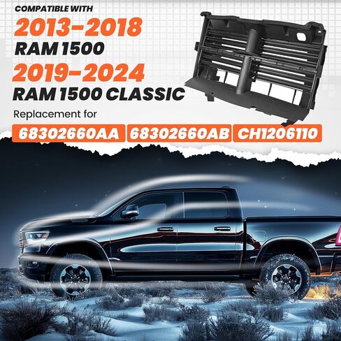 HECASA Active Grille Shutter Assembly w/o Actuator Compatible with 2013-2018 Ram 1500 2019-2024 Ram 1500 Classic Replacement for CH1206110 68302660AA 68302660AB Radiator Shutter in Saudi Arabia