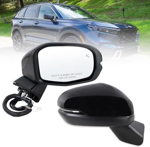 Left Driver Side Mirror Compatible With 2023-2027 Honda CRV CR-V With Power Glass Manual Folding Heated Turn Signal Blind Spot Black Replace#76258-3A0-A91(8Pins) in Saudi Arabia