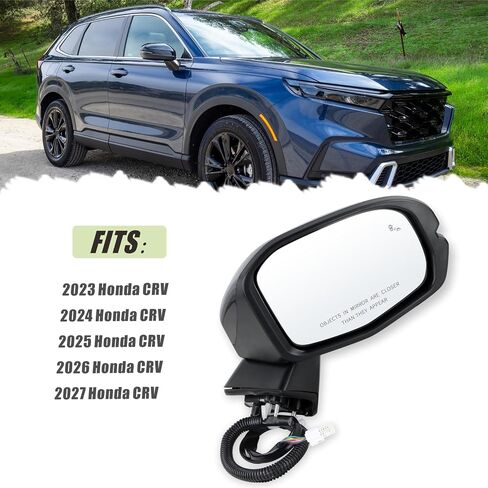 Left Driver Side Mirror Compatible With 2023-2027 Honda CRV CR-V With Power Glass Manual Folding Heated Turn Signal Blind Spot Black Replace#76258-3A0-A91(8Pins) in Saudi Arabia