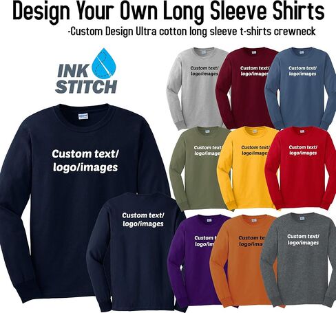 INK STITCH Unisex Ultra Cotton Custom Design Your Own Long Sleeve T-Shirt (Multi Colors) in Saudi Arabia