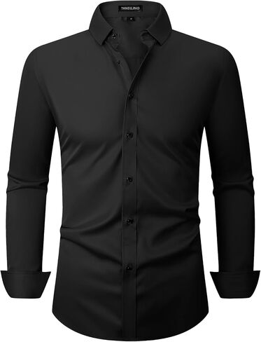 Men's Stretch Formal Dress Shirt - Soft Long Sleeve Button Down Shirts for Wedding Holiday Parties in Saudi Arabia