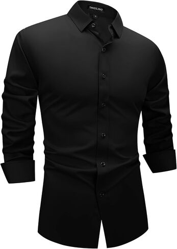 Men's Stretch Formal Dress Shirt - Soft Long Sleeve Button Down Shirts for Wedding Holiday Parties in Saudi Arabia