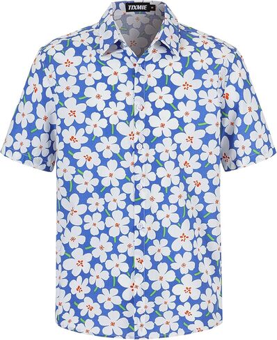 Men's Casual Floral Short Sleeve Shirt in Saudi Arabia