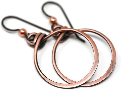 Antique Copper Hoop Earrings - Hypoallergenic Niobium Ear Wires in Kuwait