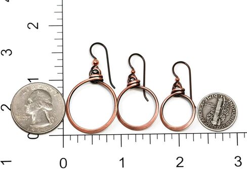 Antique Copper Hoop Earrings - Hypoallergenic Niobium Ear Wires in Kuwait