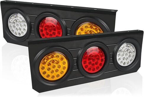 2 قطعة مجموعة مصابيح خلفية LED للمقطورة، 12 فولت - 24 فولت 4 بوصة مصابيح خلفية LED مستديرة للمقطورة لمصابيح تشغيل إشارة الانعطاف in Kuwait