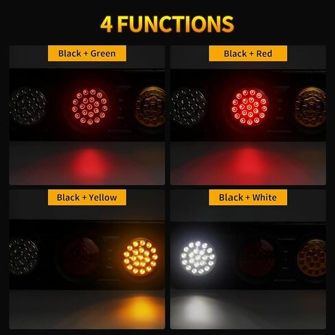 2 قطعة مجموعة مصابيح خلفية LED للمقطورة، 12 فولت - 24 فولت 4 بوصة مصابيح خلفية LED مستديرة للمقطورة لمصابيح تشغيل إشارة الانعطاف in Kuwait