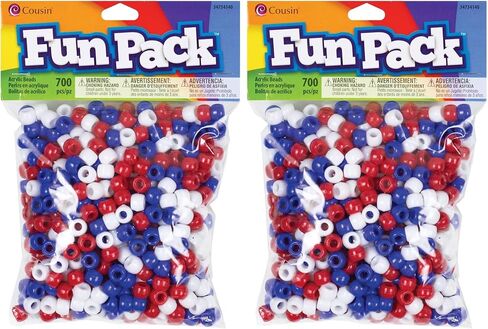 Cousin DIY Fun Pack Acrylic Pony Beads 700/Pkg-Red, Red, White, Blue in Saudi Arabia