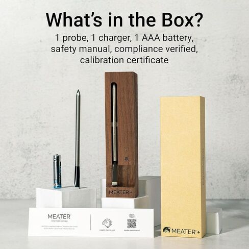 MEATER SE: ميزان حرارة اللحوم الذكي بتقنية البلوتوث | نطاق لاسلكي طويل | للفرن والشواية والمطبخ والشواء والمدخن والمقلاة الهوائية | وصفات خطوة بخطوة في التطبيق | أجهزة استشعار مزدوجة | شاحن أسود [إصدار 2024] in Kuwait