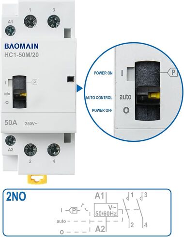 Baomain AC Contactor 25A 2 Pole Normally Open Universal Circuit Control 35mm DIN Rail Mount CE Listed BCT-25/20 (AC 12V, 2NO) in Saudi Arabia