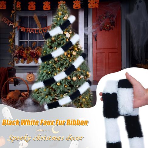 13FT دودة الرمل شجرة عيد الميلاد إكليل الزينة كابوس مخيف أسود أبيض الفراء مخطط زخرفة معلقة أشجار الدودة توبر لجميع القديسين عيد الميلاد عطلة شجرة عيد الميلاد in Kuwait