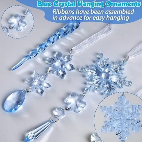 18pcs Christmas Tree Ornaments, Iridescent Acrylic Hanging Ornaments for Tree Iridescent Party Decor Christmas Frozen Themed Birthday Decor in Saudi Arabia