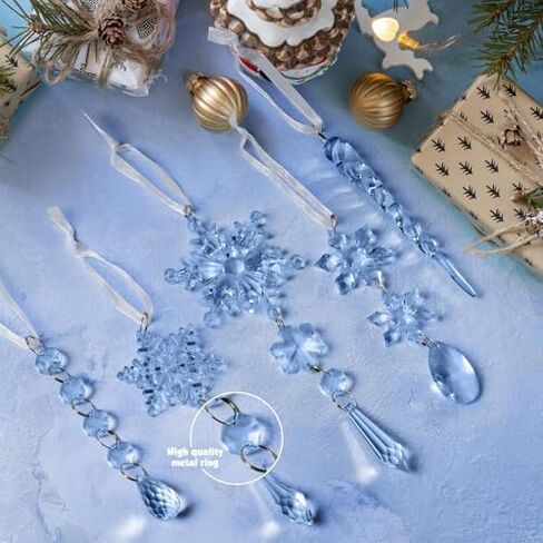 18pcs Christmas Tree Ornaments, Iridescent Acrylic Hanging Ornaments for Tree Iridescent Party Decor Christmas Frozen Themed Birthday Decor in Saudi Arabia
