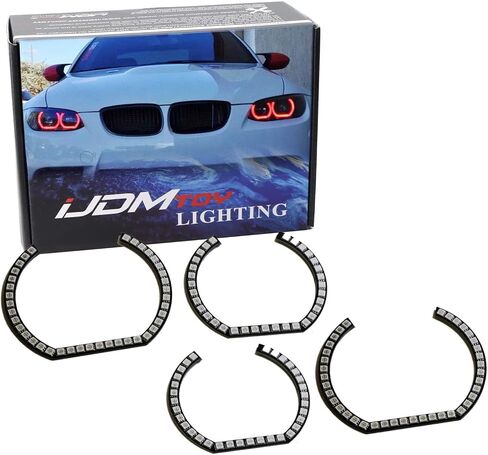 iJDMTOY DTM Style Horseshoe RGB Multi-Color LED Angel Eyes Halo Rings w/Adjustable Setting Compatible with BMW 1 2 3 4 5 Series Retrofit in Saudi Arabia