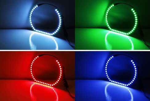iJDMTOY DTM Style Horseshoe RGB Multi-Color LED Angel Eyes Halo Rings w/Adjustable Setting Compatible with BMW 1 2 3 4 5 Series Retrofit in Saudi Arabia