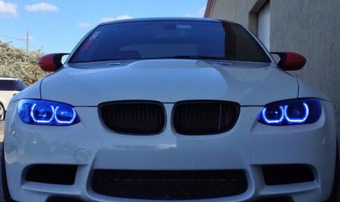 iJDMTOY DTM Style Horseshoe RGB Multi-Color LED Angel Eyes Halo Rings w/Adjustable Setting Compatible with BMW 1 2 3 4 5 Series Retrofit in Saudi Arabia