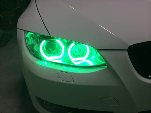 iJDMTOY DTM Style Horseshoe RGB Multi-Color LED Angel Eyes Halo Rings w/Adjustable Setting Compatible with BMW 1 2 3 4 5 Series Retrofit in Saudi Arabia