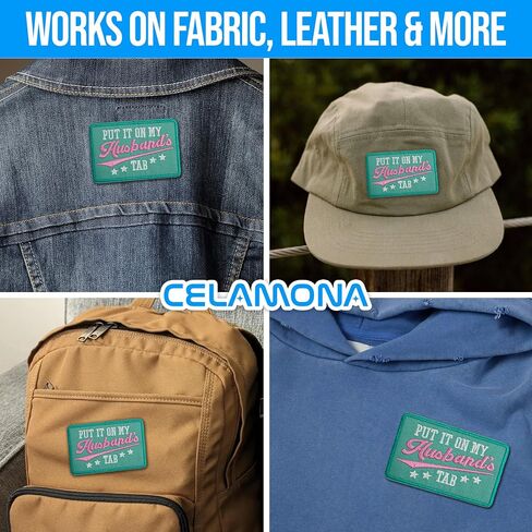 Put It On My Husband's Tab Patch 3 Inches Iron On/Sew On Embroidered Applique for Trucker Hats Clothes Backpacks Wife and Husband Funny Quote Wife Life DIY Funny Accessories Gifts for Mom Dad Friends in Saudi Arabia