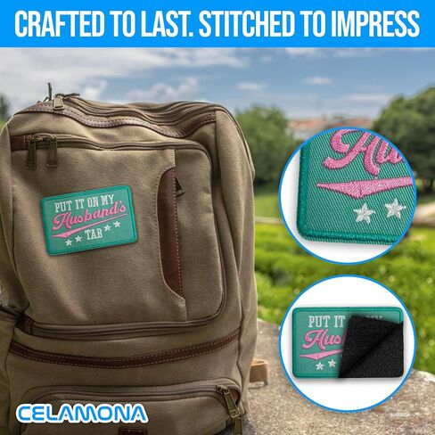 Put It On My Husband's Tab Patch 3 Inches Iron On/Sew On Embroidered Applique for Trucker Hats Clothes Backpacks Wife and Husband Funny Quote Wife Life DIY Funny Accessories Gifts for Mom Dad Friends in Saudi Arabia