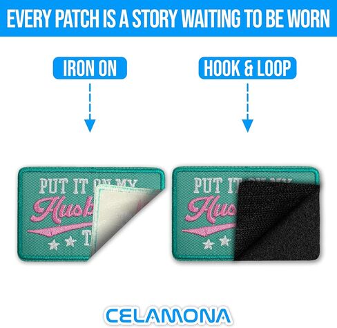Put It On My Husband's Tab Patch 3 Inches Iron On/Sew On Embroidered Applique for Trucker Hats Clothes Backpacks Wife and Husband Funny Quote Wife Life DIY Funny Accessories Gifts for Mom Dad Friends in Saudi Arabia
