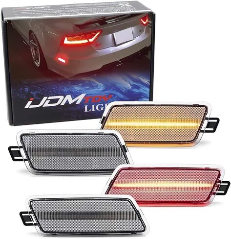 iJDMTOY Dark Smoked Lens Amber/Red Full LED Side Marker Light Kit Compatible With 2012-2018 Audi A7 S7 RS7, Powered by Total 120-SMD LED, Replace OEM Sidemarker Lamps in Saudi Arabia