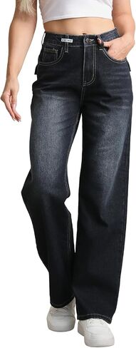 Women's Wide Leg Jeans Flare - Mid-Rise Relaxed Fit Denim -Size 14 16 18 in Saudi Arabia