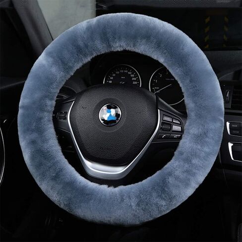 غطاء عجلة قيادة السيارة من الصوف الخالص من Dotesy من جلد الغنم الأصلي، قبضة رائعة مضادة للانزلاق، واقي وسادة عجلة قيادة السيارة عالمي 15 بوصة للسيارة، الشاحنة، سيارات الدفع الرباعي، إلخ. (أرجواني فاتح) in Kuwait