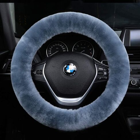 غطاء عجلة قيادة السيارة من الصوف الخالص من Dotesy من جلد الغنم الأصلي، قبضة رائعة مضادة للانزلاق، واقي وسادة عجلة قيادة السيارة عالمي 15 بوصة للسيارة، الشاحنة، سيارات الدفع الرباعي، إلخ. (أرجواني فاتح) in Kuwait