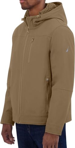 Nautica Men's Sherpa Lined Softshell Jacket – Full Zip, Adjustable Hood, Wind Resistant in Saudi Arabia