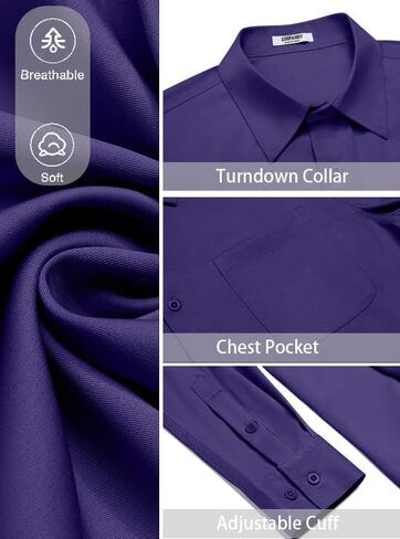 COOFANDY Men's Dress Shirt Solid Long Sleeve Wrinkle Free Formal Shirt Business Button Down Shirts with Pocket in Saudi Arabia