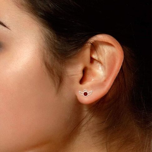 أقراط Angel Wings للنساء، مجموعة إطار دائري الشكل مقلدة جوهرة الميلاد من الذهب عيار 14 قيراط فوق الفضة الإسترلينية مع دفع للخلف، هدية مجوهرات أنيقة من Angel Angel in Saudi Arabia