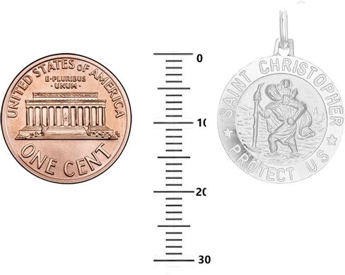 Ritastephens Italian Sterling Silver or Gold Tone Round Saint St Christopher Medal Charm Pendant Necklace (Varying Sizes) in Saudi Arabia