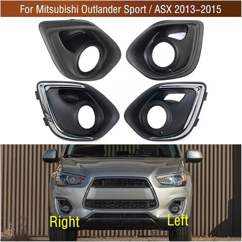 Front Bumper Fog Light Lamp Trim Cover Frame Foglamp Lid Bezel Cap，Compatible With Mitsubishi Outlander Sport RVR/ASX 2013 2014 2015(1Pair) in Saudi Arabia