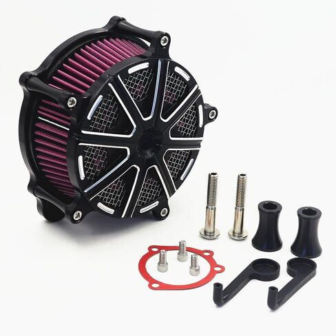 Air Cleaner Intake Filter System Kit Black For Harley Touring Dyna FXR Road King Street Glide Road Glide(Black) in Kuwait