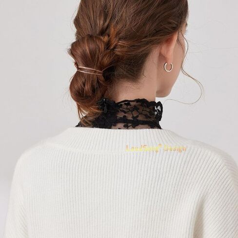 LoudSung Fake Collar Detachable Half Shirt Blouse False Collar Hollow Out Lace Elegant Stand Style for Women Girls in Kuwait