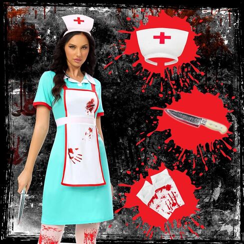 Funnlot Couples Halloween Costumes - Halloween Bloody Doctor Adult Nurse Costumes Matching Couples Halloween Costumes in Saudi Arabia