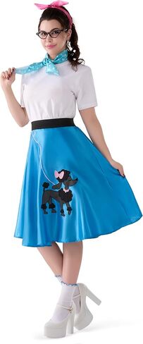 Spooktacular Creations Halloween 6Pcs 1950s Outfits for Women، تنانير القلطي للنساء 50s مجموعة أزياء مع جوارب للحفلات التنكرية in Saudi Arabia