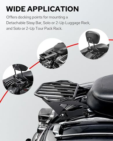 Benlari Four Point Docking Hardware Kit Quick Release Sissy Bar Luggage Rack Motorcycle Fit For Harley Touring Street Glide Electra Glide Road Glide Road King 2009-2024 ‎‎Black in Kuwait