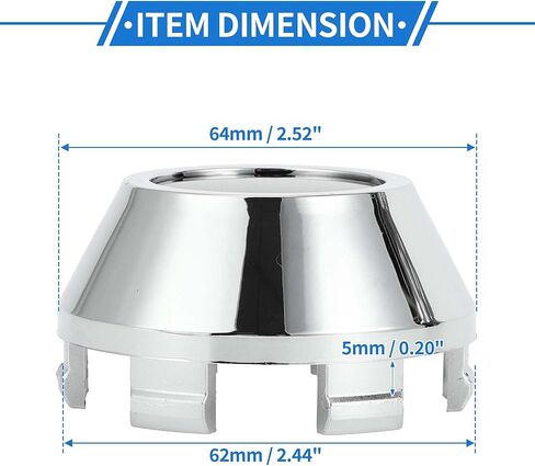 4Pcs Car Wheel Hub Center Caps, 64mm 2.52"OD Universal for Car Durable ABS Plastic Silver Tone Black Front and Rear Wheels in Saudi Arabia