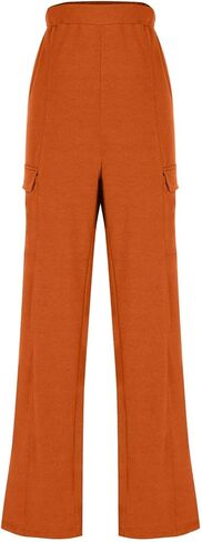 بنطلون رياضي نسائي للركض مع جيوب سروال رياضي عالي الخصر واسع الساق غير رسمي مكبل من الأسفل in Kuwait