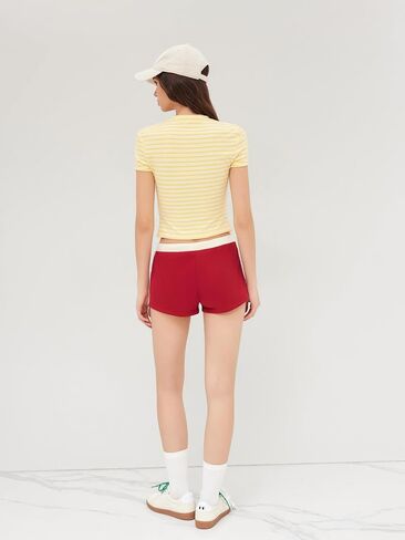 CIDER T Shirt Women Trendy Stripe Crew Neck Short Sleeve Slim Fit Tee Basic Tops Casual Tshirt in Kuwait