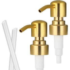 2 Pack Gold Soap Dispenser Pump Replacement, Stainless Steel Hand Liquid Soap Pump for Regular Mouth Bottles Standard 28/400 Neck Size for Hand Dish Soap Bottle and Lotion in Saudi Arabia