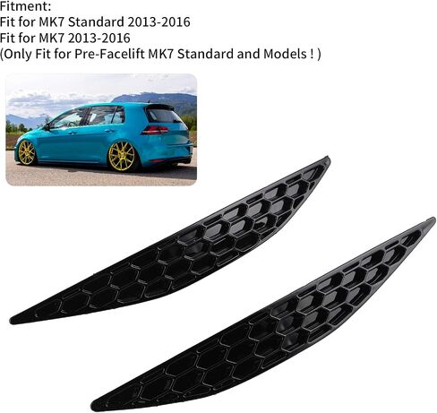 Rear Bumper Reflector, Fydun 2pcs Gloss Black Auto Bumper Reflector Honeycomb Set Suitable For MK7 2013?2016 in Saudi Arabia