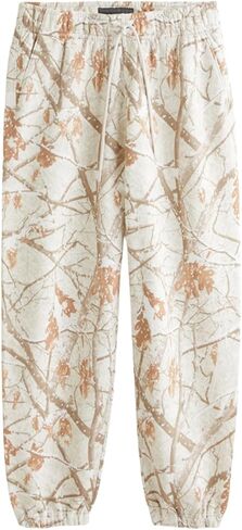 كامو Sweatpants المرأة فضفاض واسعة الساق Sweatpants عادية مابل ليف طباعة السراويل عالية الخصر الرباط الصوف السراويل in Kuwait