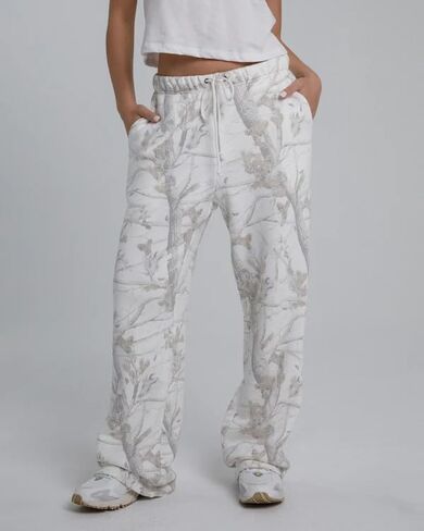 كامو Sweatpants المرأة فضفاض واسعة الساق Sweatpants عادية مابل ليف طباعة السراويل عالية الخصر الرباط الصوف السراويل in Kuwait