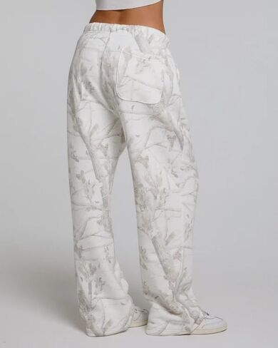 كامو Sweatpants المرأة فضفاض واسعة الساق Sweatpants عادية مابل ليف طباعة السراويل عالية الخصر الرباط الصوف السراويل in Kuwait