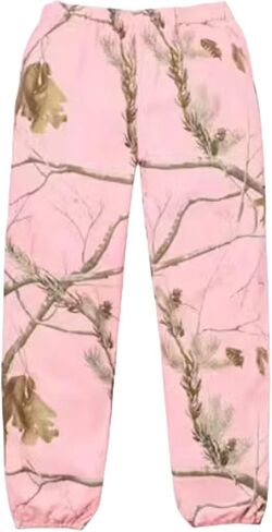 كامو Sweatpants المرأة فضفاض واسعة الساق Sweatpants عادية مابل ليف طباعة السراويل عالية الخصر الرباط الصوف السراويل in Kuwait