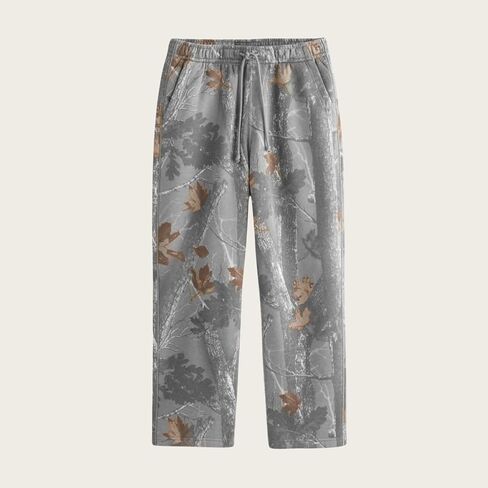 كامو Sweatpants المرأة فضفاض واسعة الساق Sweatpants عادية مابل ليف طباعة السراويل عالية الخصر الرباط الصوف السراويل in Kuwait